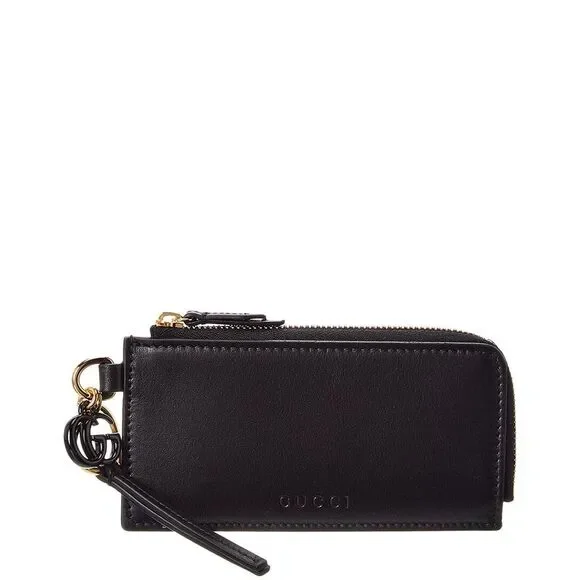 Gucci Double G Leather Card Case, Black - Picture 1 of 3